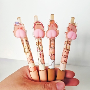 卡皮巴拉盒装 可爱笔PP解压中性笔学生趣味减压捏捏乐写字刷题水笔