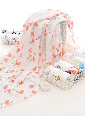 婴儿纱布盖毯纯棉襁褓夏季轻薄空调毯子包巾浴巾muslin棉外出巾