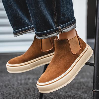 高帮男鞋2025秋季新款潮流休闲翻毛皮板鞋男士运动切尔西马丁靴子