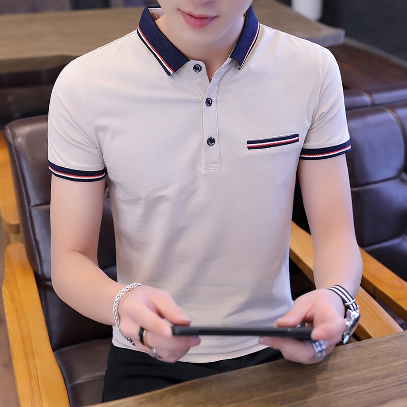 2024 티셔츠 새로운 한국 스타일 트렌디 남성 코튼 탑 반팔 폴로 셔츠 티셔츠 옷깃 여름 티셔츠