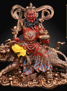 树脂武财神赵公明骑虎店铺摆件