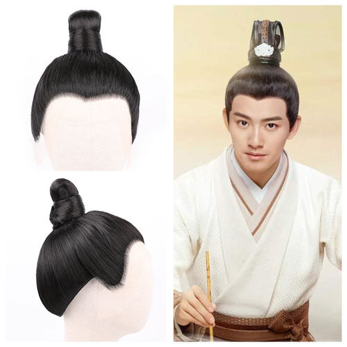 古装风男士银色假发套