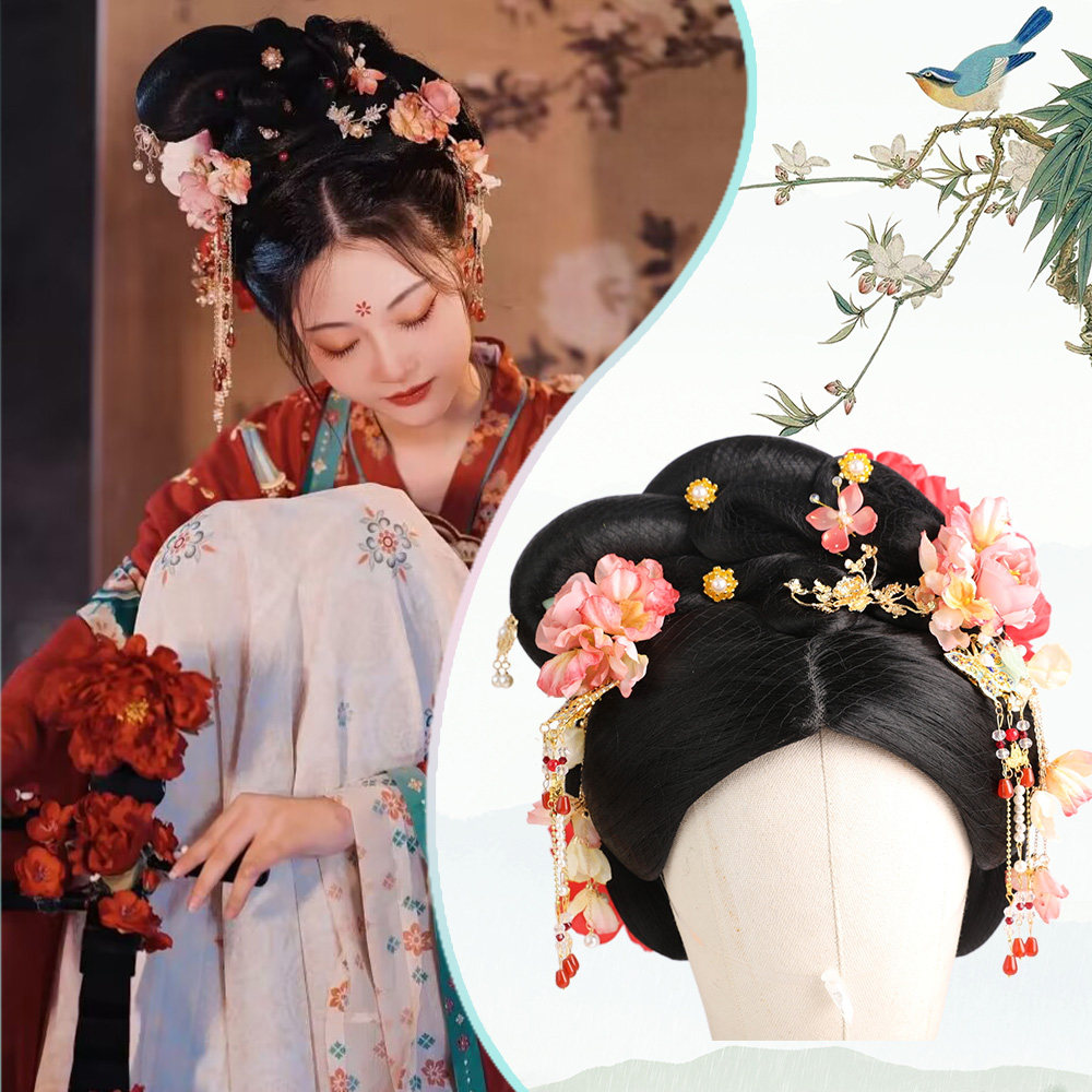 古装汉服假发包一体式发箍全头套头饰女古风唐代假发日常盘发发髻