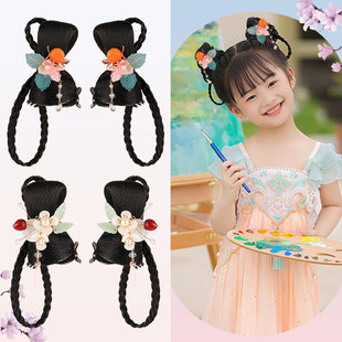 儿童汉服假发包中国风头饰古风女童造型懒人夹子发髻盘发辫子发包