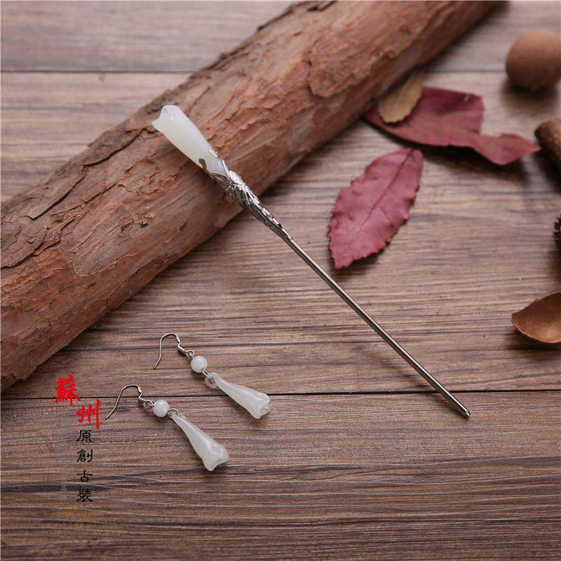 步步惊心琉璃木兰花发钗粉白簪子汉服玉兰发簪宫廷步摇古装发饰