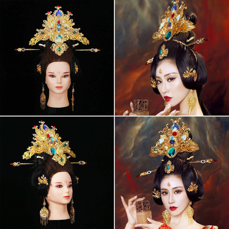 唐朝贵妃发饰影楼写真主题古装定乾坤头饰妃子演出造型套装饰品