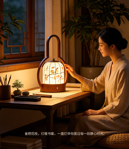 宋代美学台灯新中式禅意手提充电触摸卧室床头夜灯茶室书法氛围灯