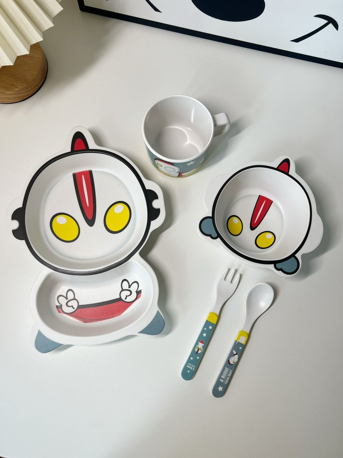 竹纤维宝宝餐具套装卡通超人儿童分格餐盘防摔饭小碗杯子勺叉礼品,婴童用品,儿童餐具,淘宝优惠券,粉丝福利购,淘宝优惠卷