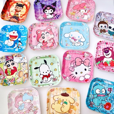 卡通餐具密胺四方碟子干果残渣吐骨碟家用儿童耐摔塑料水果点心盘