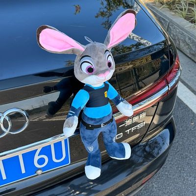 朱迪兔子汽车电动车尾部可拆卸装饰品挂件猥琐香蕉车顶车载玩偶贴