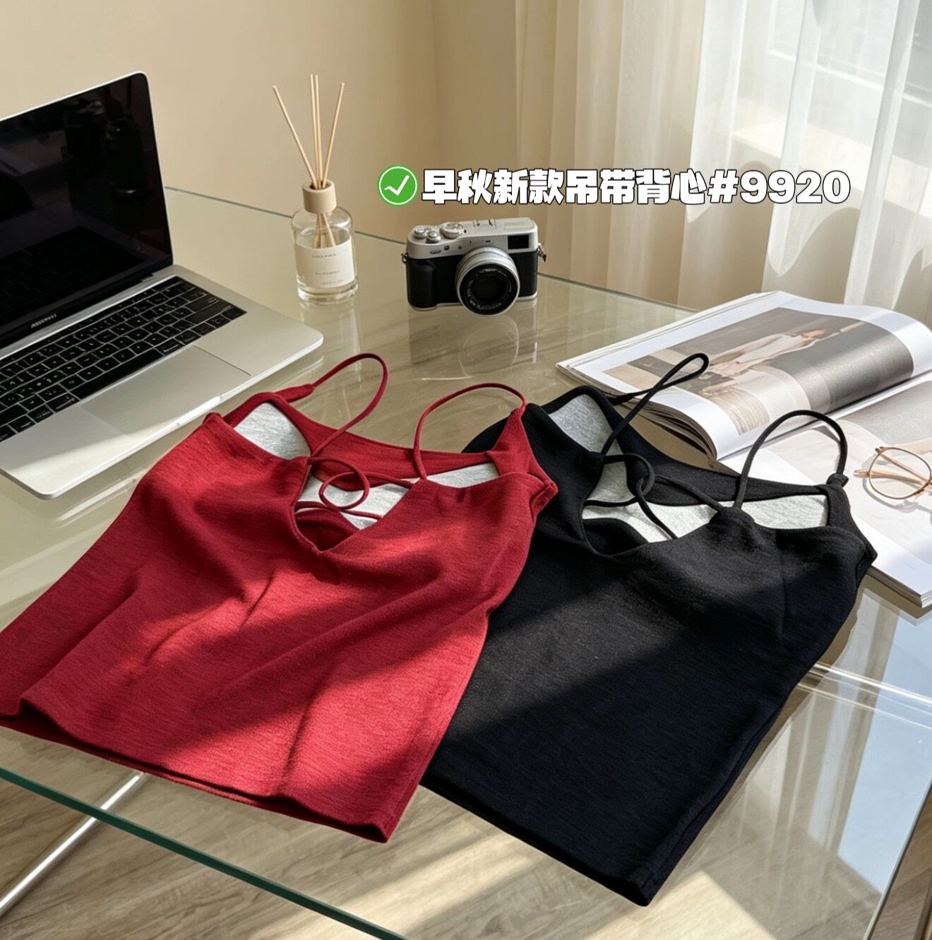 兔子小姐新款时尚露背设计感带胸垫小吊带女修身显瘦辣妹美背上衣