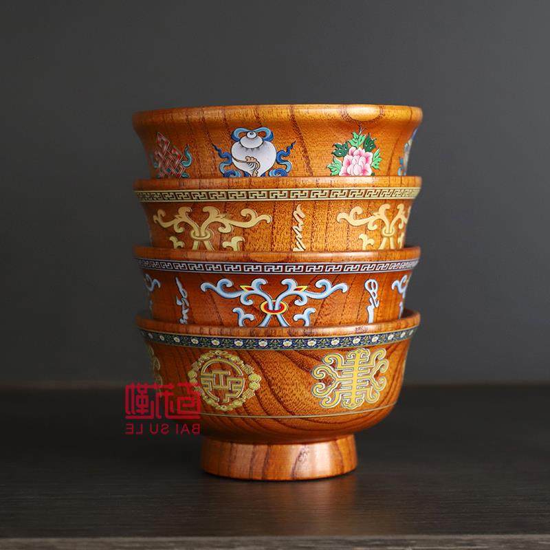奶茶木碗内蒙古特色蒙餐餐具实木隔热防烫木碗蒙古族餐具民族