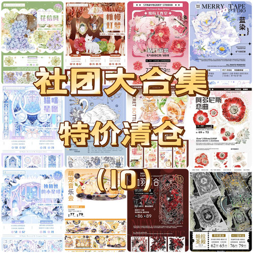 分装胶带 社团大合集 特价清仓 pet特材 流麻咕卡砖 手帐拼贴(10)