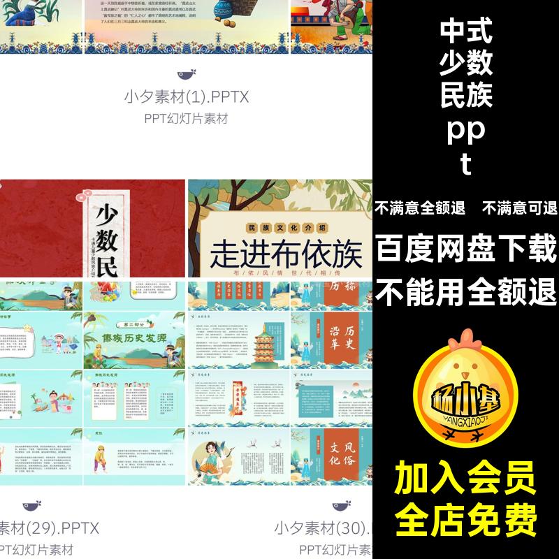 民族风俗插画卡通动态民俗文化多彩宣传模板课件国风ppt少数中式