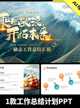 绿色烫金大气乘风破浪开拓未来工作总结计划述职报告汇报PPT模板