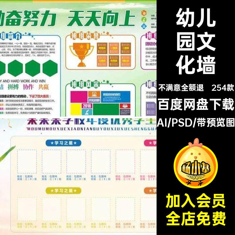 254款校园文化墙层模板学校展板学习园地AIpsd幼儿园教育宣传层