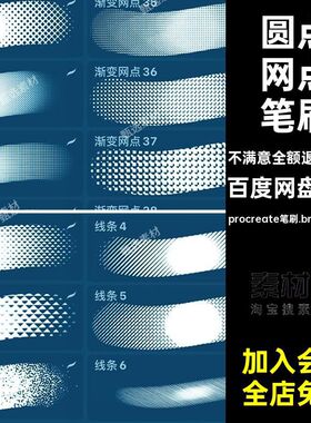 59款漫画网点笔刷点半procreate笔刷.brushset格式阴影iPad色调
