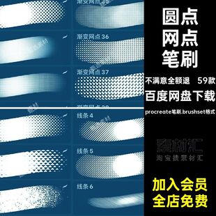 59款漫画网点笔刷点半procreate笔刷.brushset格式阴影iPad色调