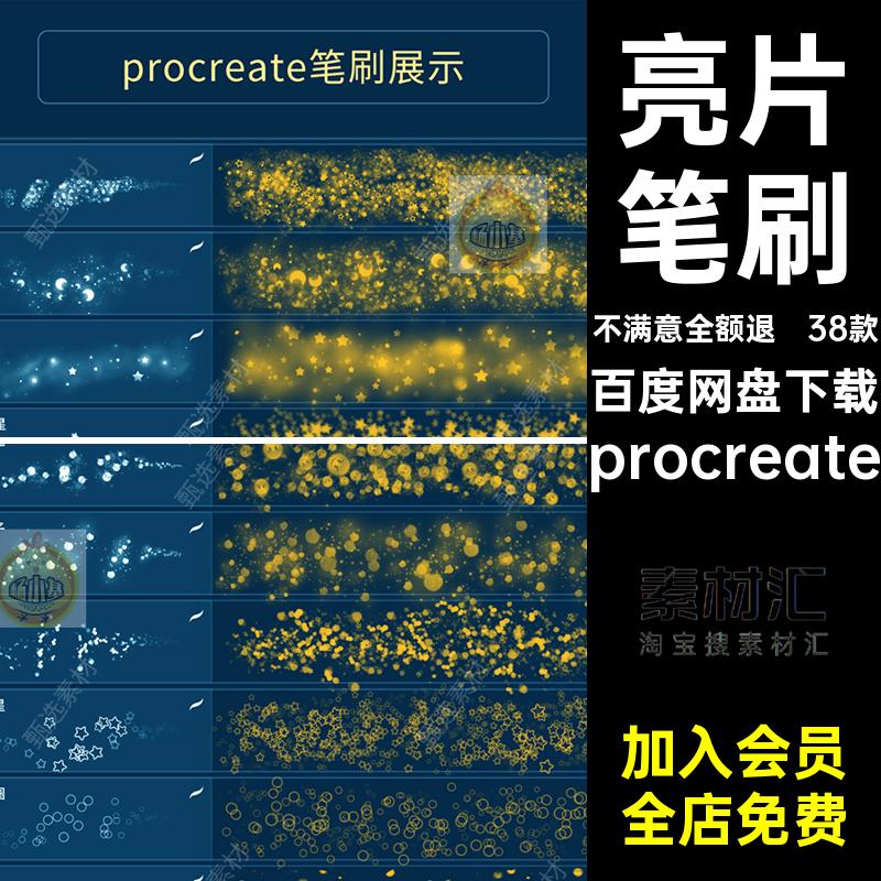 闪粉亮片笔刷特效粒可爱亮晶晶图案闪亮38款闪烁仙女procreate