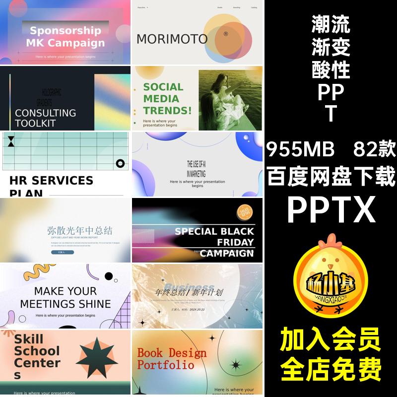 潮流酸性渐变弥散毕业课件年终述职工作汇报总结高级感PPT模板