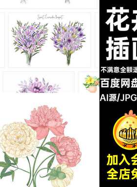 82套装饰植物花卉插画盆栽手绘春季矢量花朵鲜花花束春天图图鲜