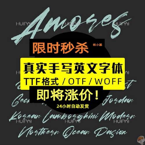Amores真实手工毛笔书法签名logo杂志海报标题手写英文字体素材