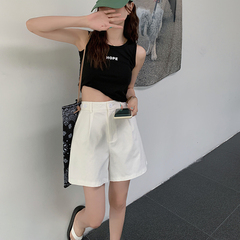 Real shot real price summer new Korean loose thin versatile high waist casual shorts wide leg pants women