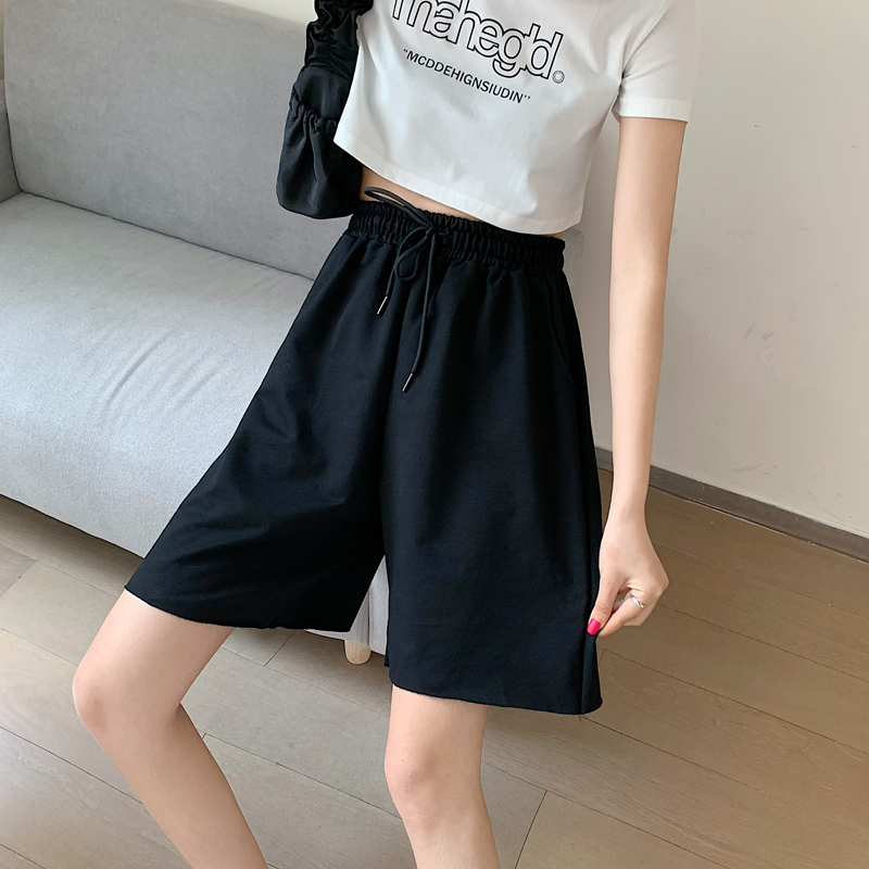 Real price Summer High Waist Wide Leg Pants women's leisure sports shorts running hot pants loose versatile pants trend