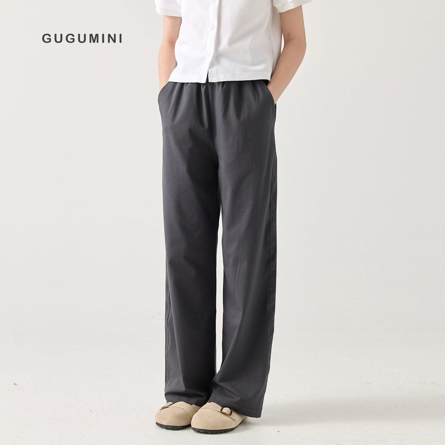 gugumini童装女童薄款运动长裤图片