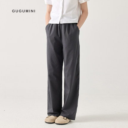 gugumini童装夏女中大童薄款不易变形全棉弹力凉爽透气薄运动长裤
