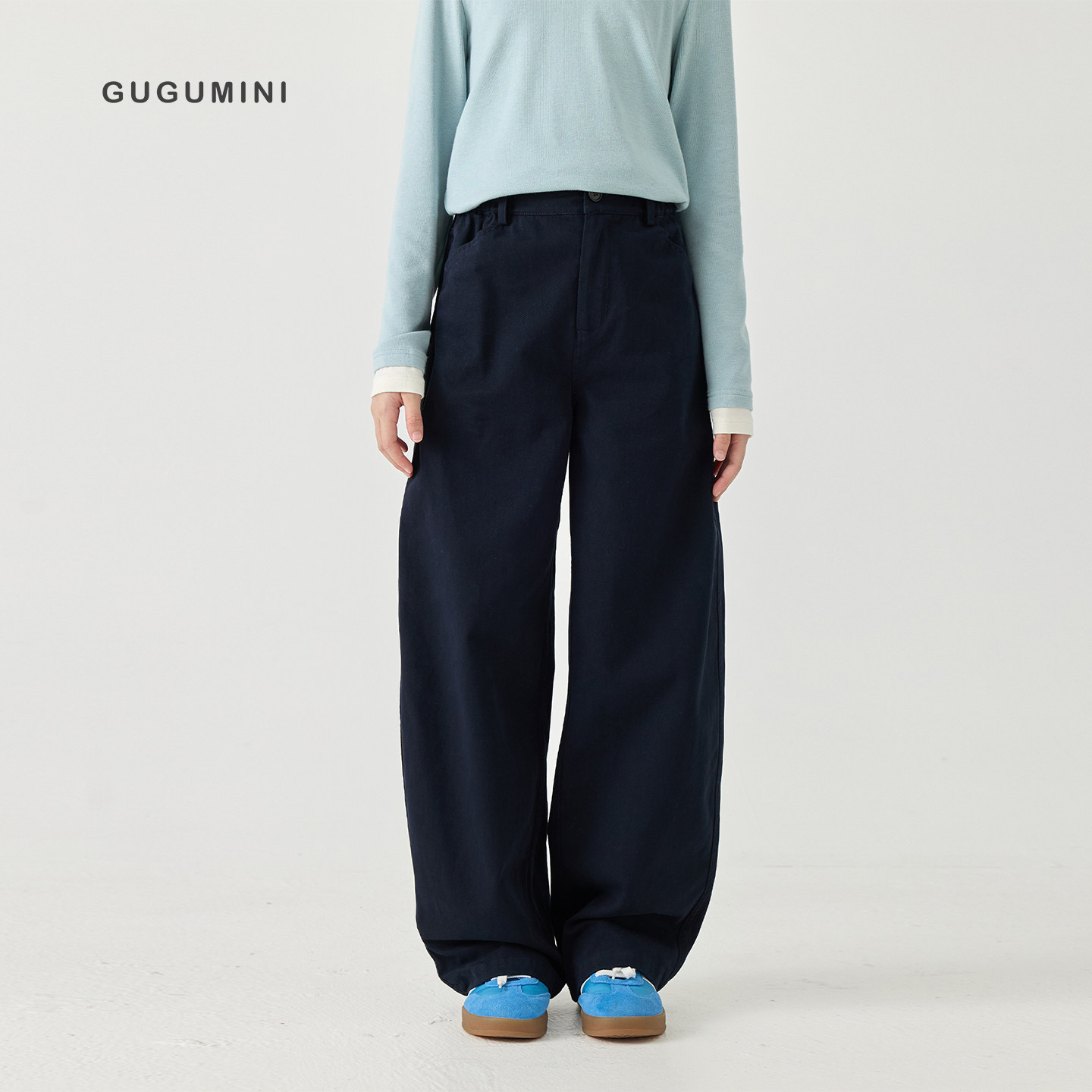 gugumini童装全棉水洗弯刀裤图片