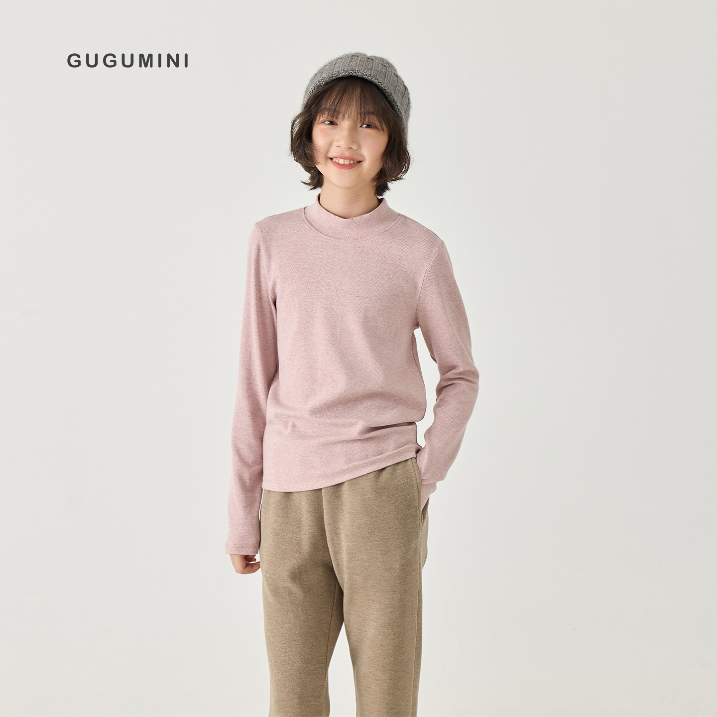 gugumini童装秋冬女童小学初中生超亲肤百搭舒适保暖半高领打底衫图片