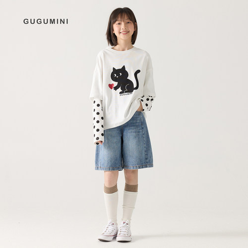 gugumini童装2026春女童长袖T恤