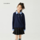 领拼接针织上衣 女童miu系全棉假两件衬衫 gugumini童装 2025秋新款