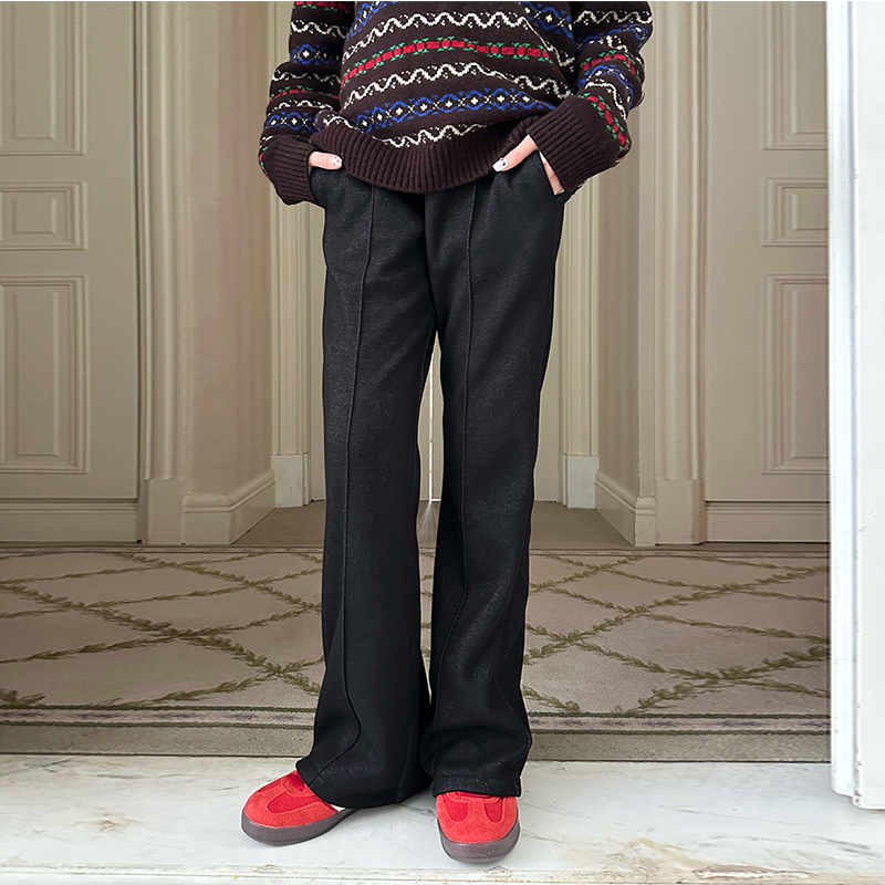 gugumini童装2025新年装百搭舒适加绒加厚柔软针织牛仔喇叭裤