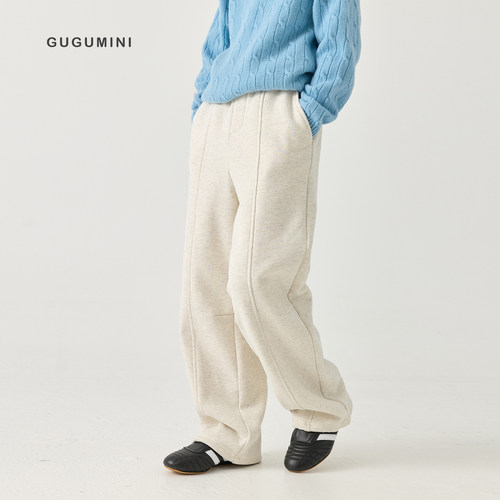 gugumini童装冬季薄绒运动裤