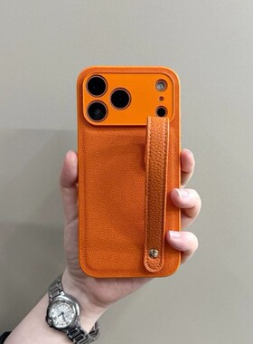 简约纯色皮条腕带华为mate70pro月坑纹苹果17pro手机壳适用15/16p