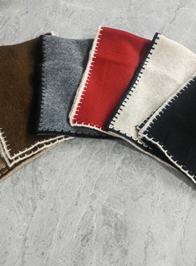 2025秋冬季新款超宽韩版百搭锁边新年针围红色巾女针织保暖