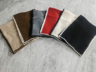 2025秋冬季大版百搭锁边新年针织围巾红色女针织保暖清仓