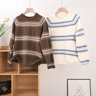 圆领插肩袖 费尔岛风格 提花加厚纯山羊绒毛衣 无龄感25新品 满满