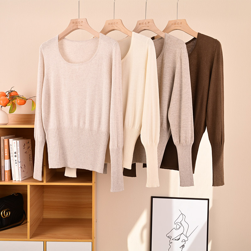 2025春夏新款U领显细腰针织衫