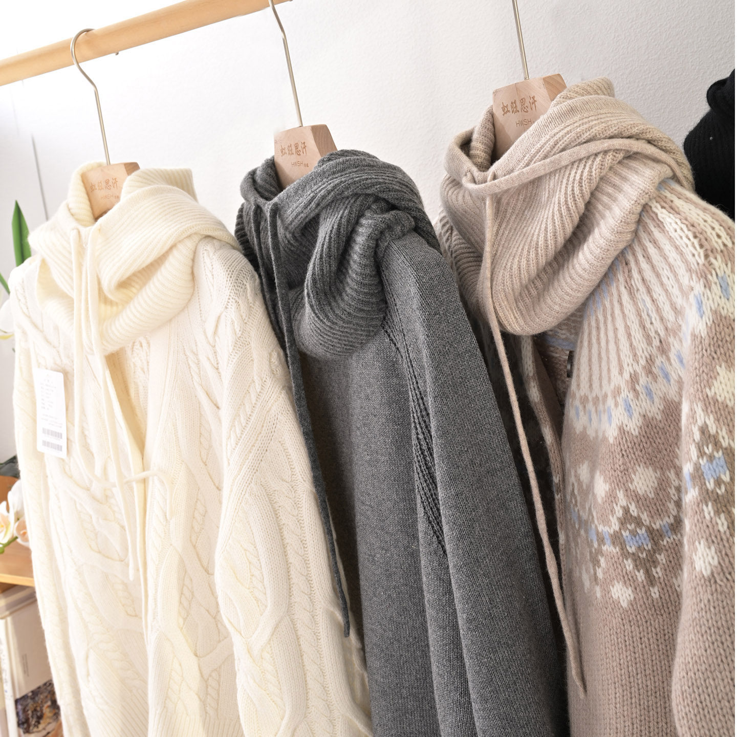 秋冬加厚双元宝针脖套帽子一体