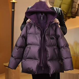 【定制新款】假两件90白鸭绒连帽羽绒服加厚中大童男童羽绒服