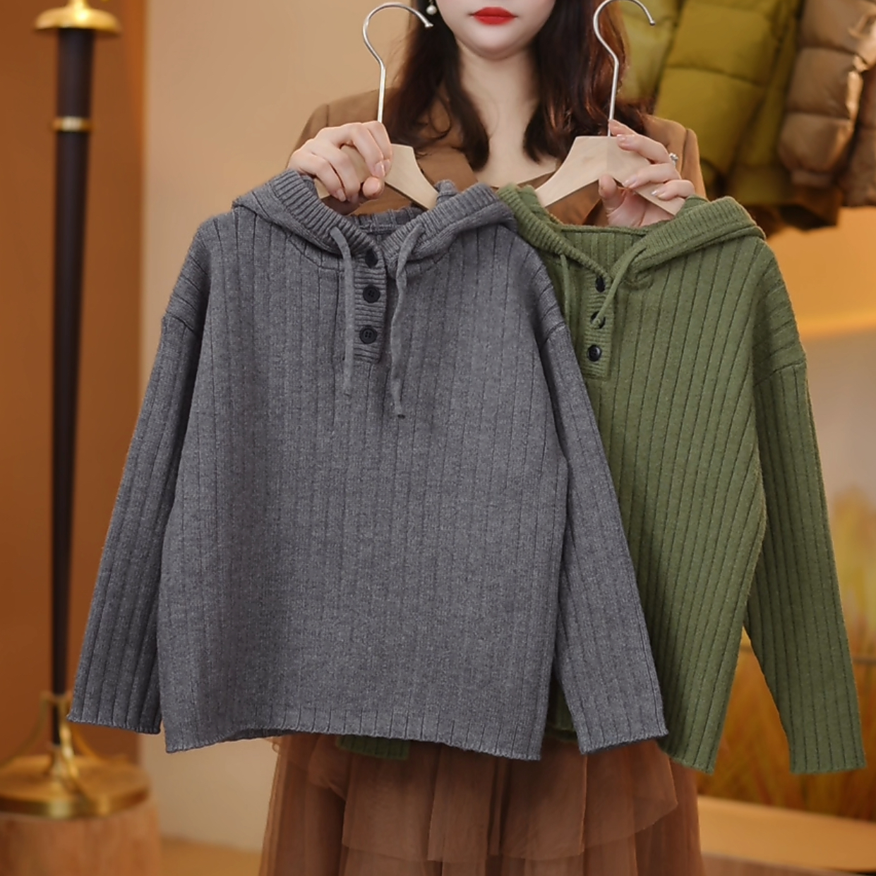 【定制新款】针织毛衣圆领休闲韩版男童长袖冬款连帽毛衣YG6479