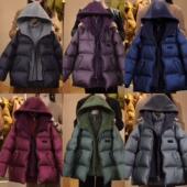 现货 90白鸭绒假两件连帽羽绒服亲子中大童男童羽绒服YG6609