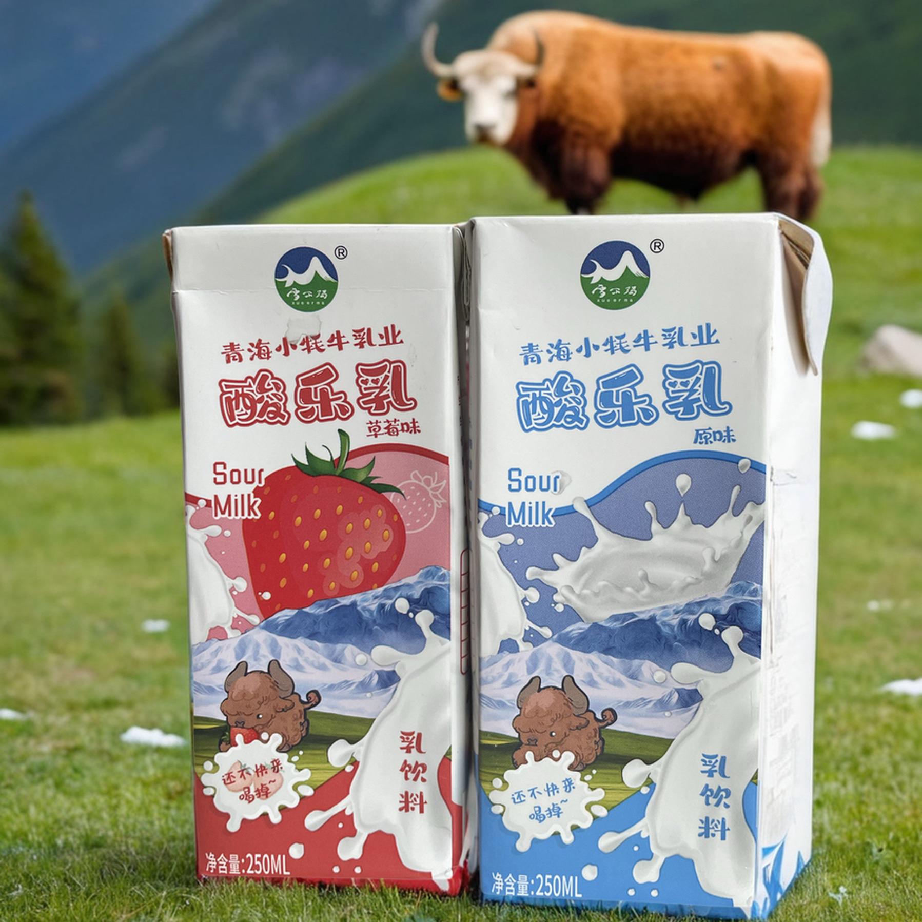 青海特产青海小牦牛酸乐乳饮料250mlx20盒/草莓味/原味/