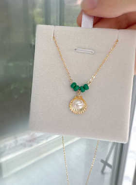 贝壳组合绿松石甜美锁骨链