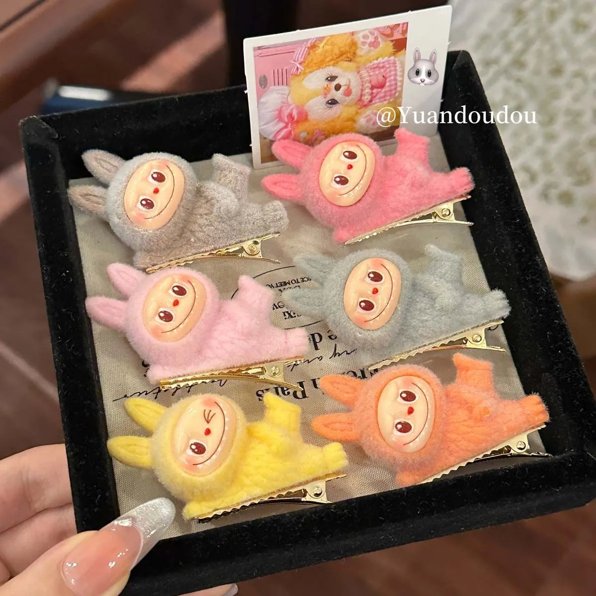 拉布布小公仔躺姿发夹少女心边夹