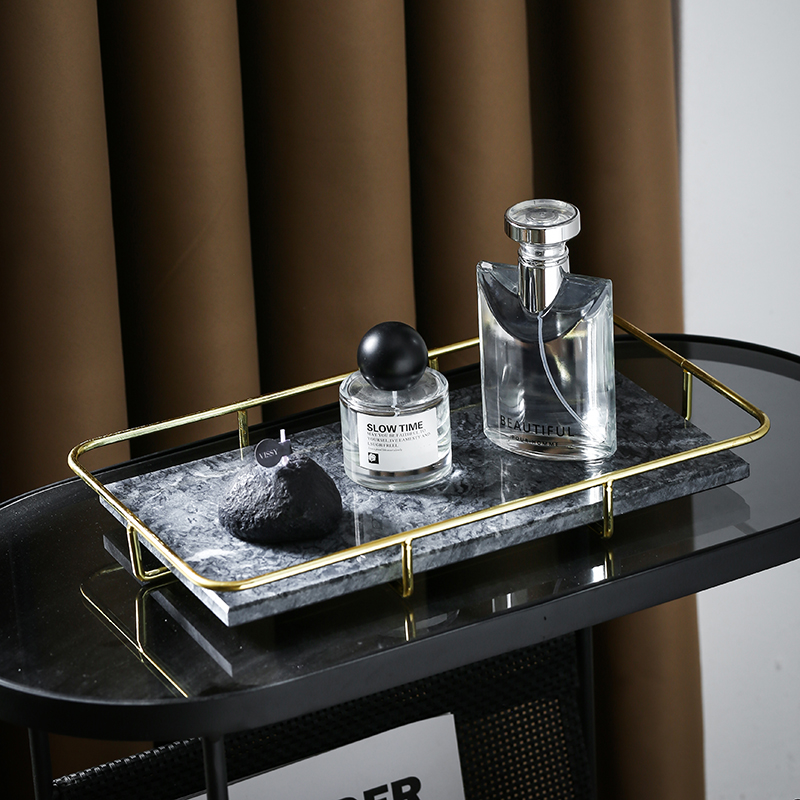天然大理石托盘化妆品收纳架