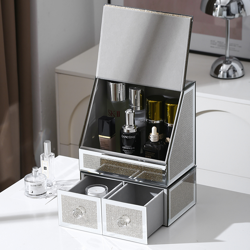 比特茨玻璃梳妆台化妆品收纳盒